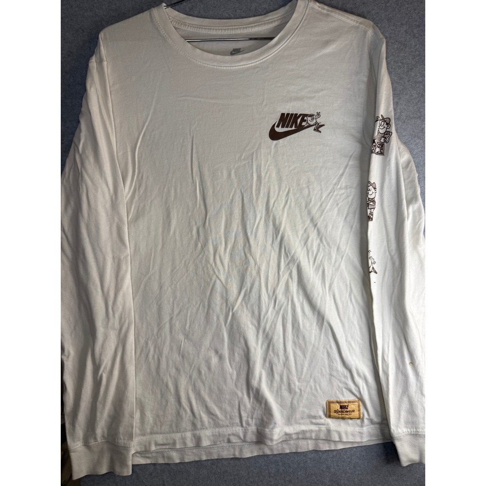 Nike Sportswear Mens Better Together Coffee Graphic Long Sleeve Tee White L